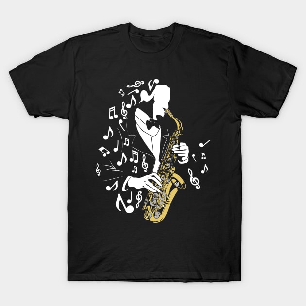 Jazz musician with saxophone T-Shirt by Foxxy Merch